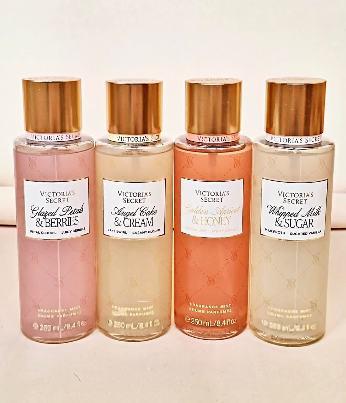 Victoria’s Secret Fragrance Mist Set – Glazed Petals & Berries, Angel Cake & Cream, Golden Apricot & Honey, Whipped Milk